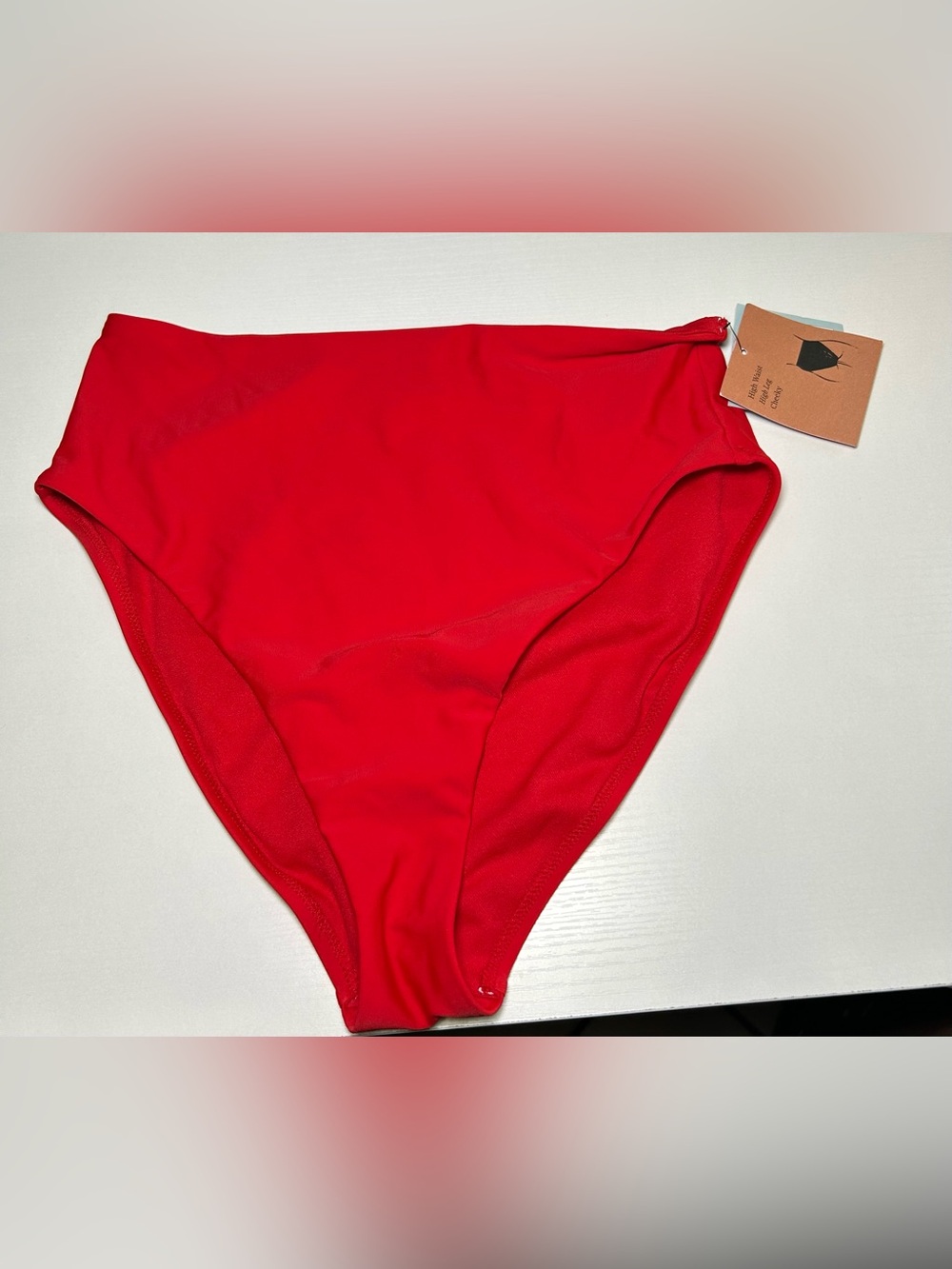 Shade & Shore Red High Waist Ruched Full Seat Coverage Swimsuit Bottoms S
